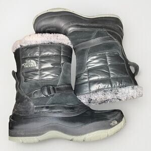 Women’s North Face Snow Boots 9.5 Primaloft Quilted Black‎ Fur Gentle Use EUC